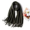 Golily Cashmere Scarf Dark Green Cashmere Scarves 100% Cashmere Knitted Scarf Lightweight Extra Soft Scarves for Women Cashmere Scarf Wrap Winter Soft Pure Color
