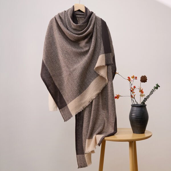 Golily Cashmere Shawl Colorblocked Brown-Khaki Shawls Cashmere Wrap Cashmere Wraps 100% Pure Cashmere Large Shawls for Women Warm Soft Lightweight - Image 2