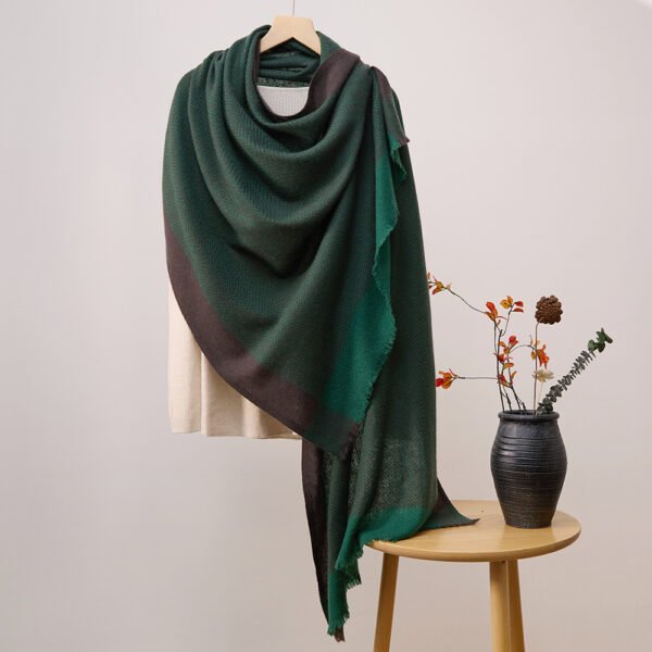 Golily Cashmere Shawl Colorblocked Green-Grey Shawls Cashmere Wrap Cashmere Wraps 100% Pure Cashmere Warm Soft Lightweight Large Shawls for Women - Image 2