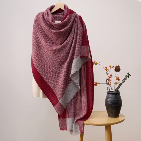 Golily Cashmere Shawl Colorblocked Red-Grey Shawls Cashmere Wrap Cashmere Wraps 100% Pure Cashmere Large Shawls for Women Lightweight Warm Soft - Image 2