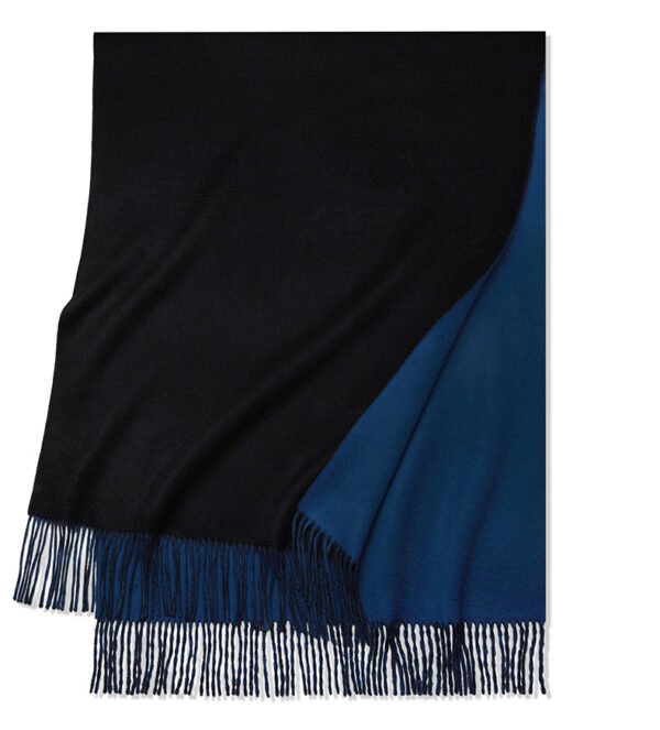 Golily Cashmere Wrap Colorblocked Black Dark Blue Wraps Cashmere Shawl Cashmere Shawls 100% Pure Cashmere 70x200cm 465g Large Wraps for Women - Image 2