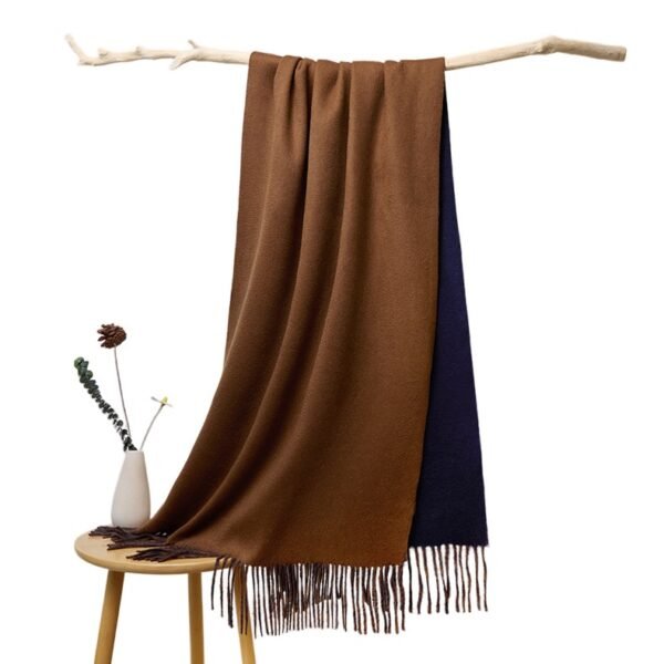 Golily Cashmere Wrap Colorblocked Brown Dark Blue Wraps Cashmere Shawl Cashmere Shawls 100% Pure Cashmere 70x200cm 465g Large Wraps for Women